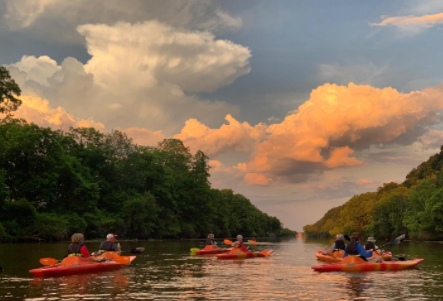 Arkansas River Kayak Tour with downtown Little Rock views